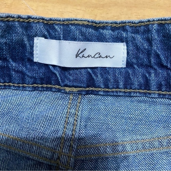 KanCan ON THE MOVE HIGH RISE DOUBLE BUTTON denim jean shorts size 3/25 - Picture 9 of 12